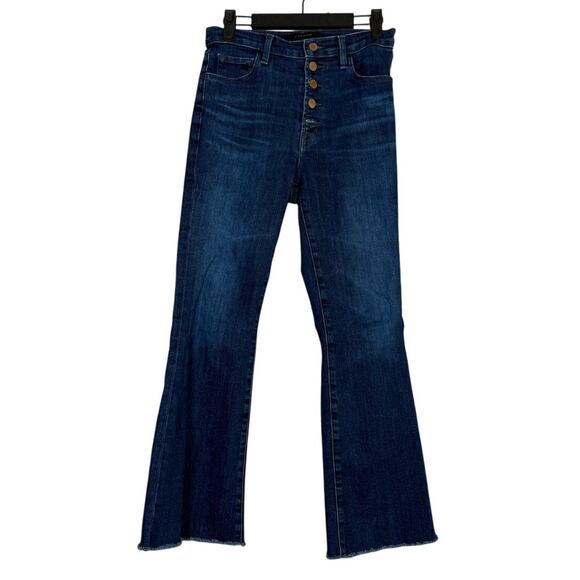 J Brand Lillie High Rise Crop Slim Raw Hem Flare Button Fly Jean 26 Blue #4067 - Picture 12 of 15